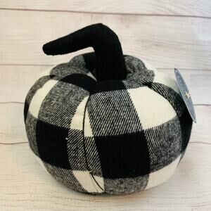 Buffalo Plaid Pumpkin Plush Stuffed Decor Halloween Thanksgiving Fall 7 2/2"H